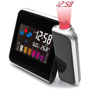 New Style Multifunctional Digital Color LCD Display LED Projection Alarm Clock With Weather Station