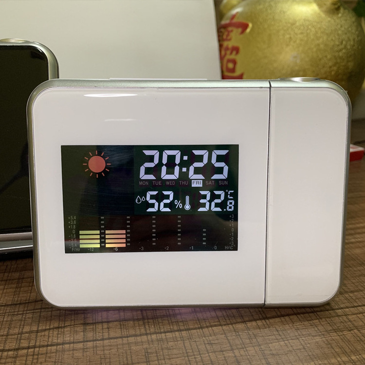 New Style Multifunctional Digital Color LCD Display LED Projection Alarm Clock With Weather Station