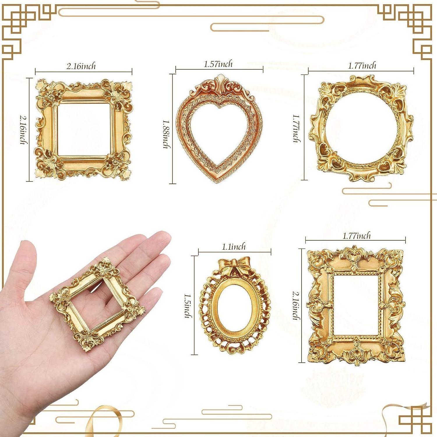 Vintage Resin Picture Frame Antique DIY Mini Jewelry Display Photography Small Photo Frame for Mobile Phone Manicure Photo Home