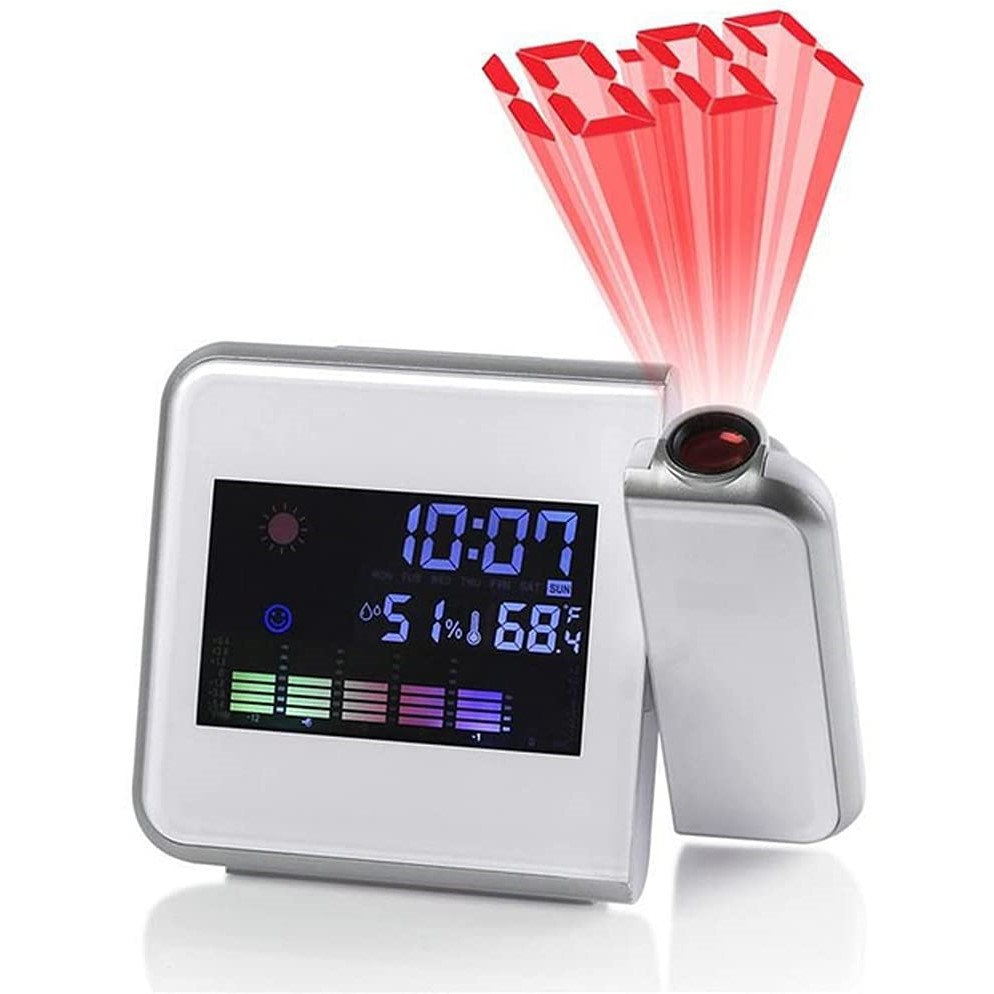 New Style Multifunctional Digital Color LCD Display LED Projection Alarm Clock With Weather Station