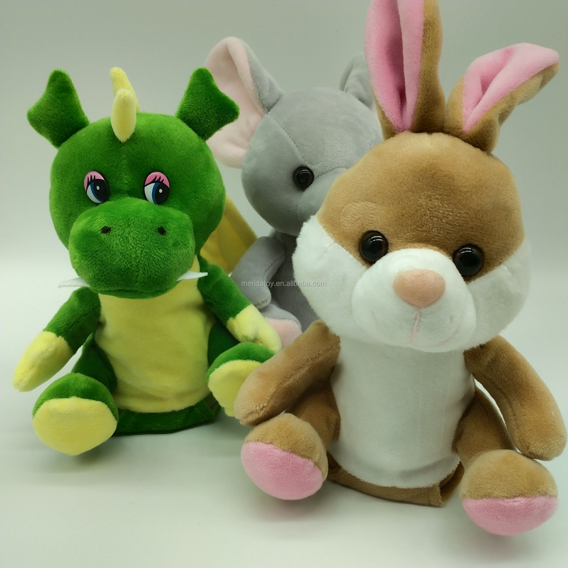 Custom Electric Talking-back Green Dragon Plush Stuffed Toys Nodding Head