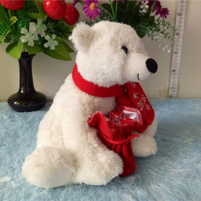 Customized Polar Bear stuffed plush toys with scarf