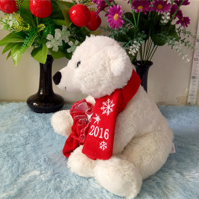 Customized Polar Bear stuffed plush toys with scarf