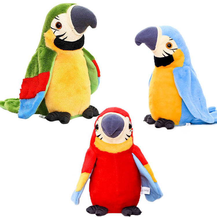 Repeat Talking Stuffed Toys Speaking Voice Recorder Children Educational Electronic Simulation Animals Plush Soft Parrot