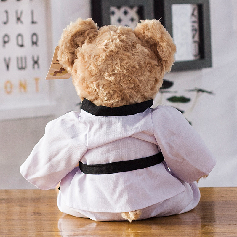 Custom cute teddy bear stuffed Taekwondo competition mascot toy bear plush