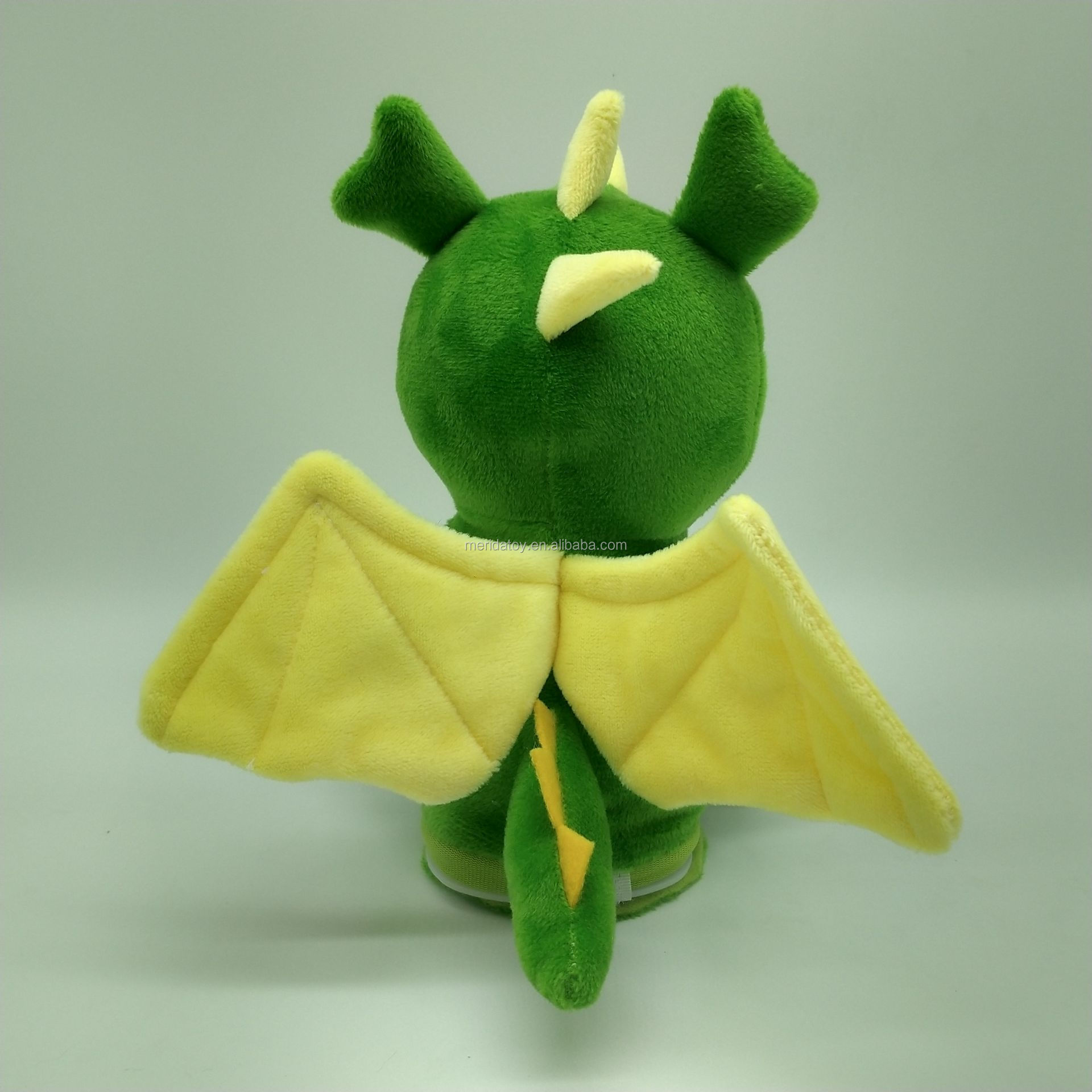 Custom Electric Talking-back Green Dragon Plush Stuffed Toys Nodding Head