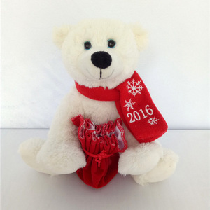 Customized Polar Bear stuffed plush toys with scarf