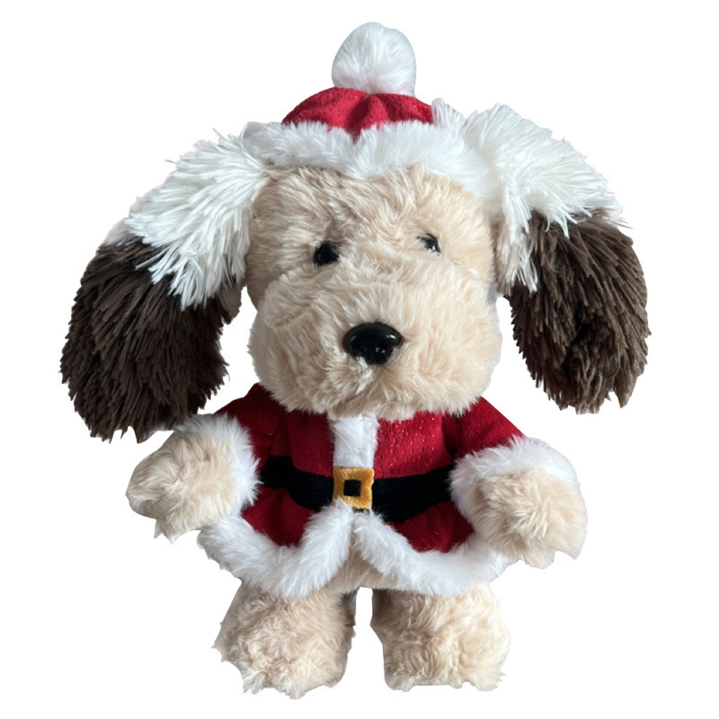 custom Christmas plush electric toy dog doll walking shaking head singing Swinging ear doll