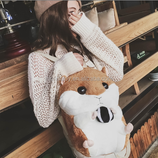 BSCI Factory Hot sale cute hamster cartoon fashionable plush stuffed backpack for girls