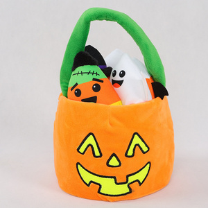 Custom Creative Halloween basket stuffed animal cute candy pumpkin basket Halloween pumpkin bat doll