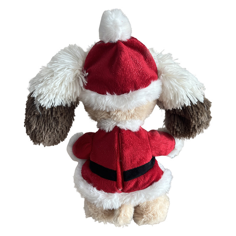 custom Christmas plush electric toy dog doll walking shaking head singing Swinging ear doll