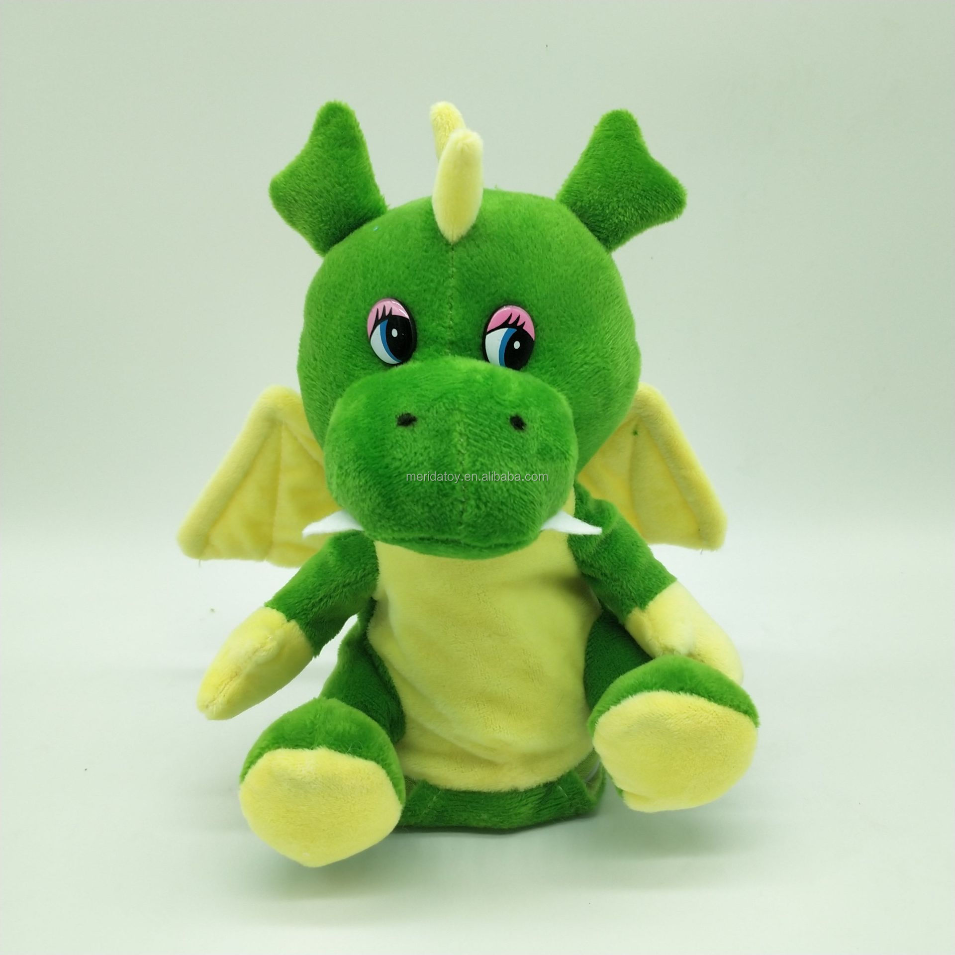 Custom Electric Talking-back Green Dragon Plush Stuffed Toys Nodding Head