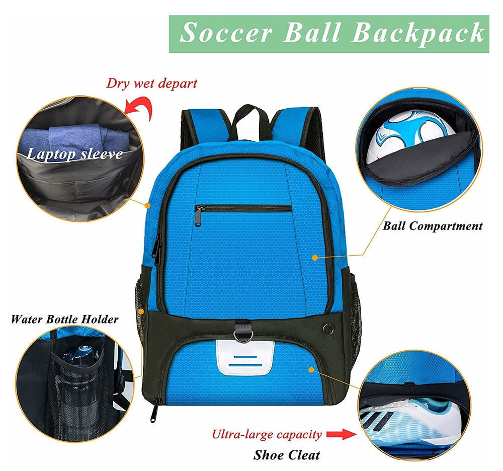 Custom Sport Backpack with Ball Compartment Waterproof Gym Bag for Soccer Basketball Football Volleyball for All Sports