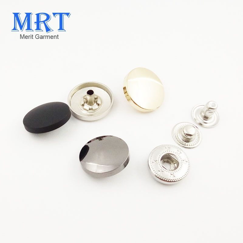 flat golden zinc alloy custom clothing press snap fastener metal blazer button