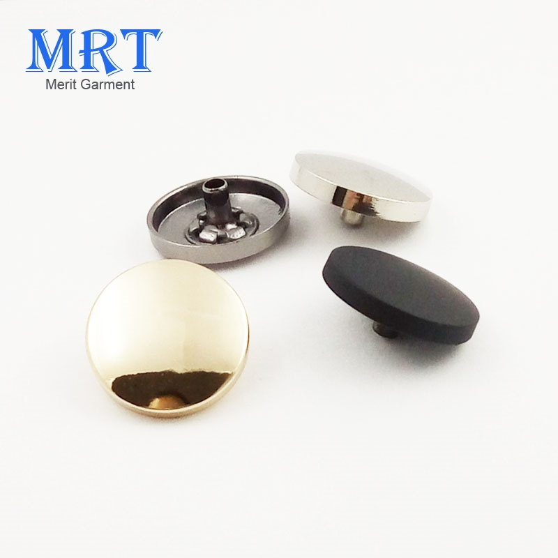 flat golden zinc alloy custom clothing press snap fastener metal blazer button