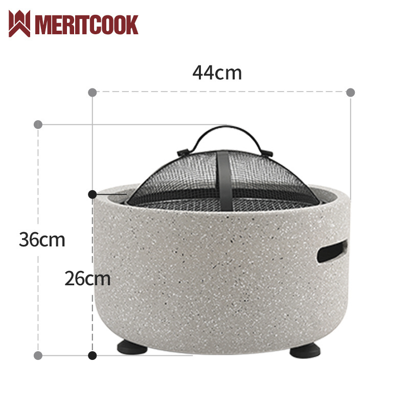 Portable Magnesium Oxide Fire Pit Table Outdoor Fire Bowl BBQ Grill Multifunction Patio Heater Camping Smokeless MGO Fire Pit