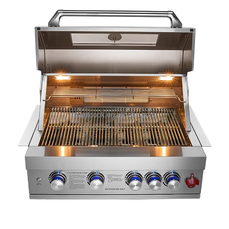 Outdoor Kitchen BBQ Grill Cabinets Islands Heavy Duty 304 Stainless Steel Visual Rotating Charcoal LPG NG Gas Barbecue Grills