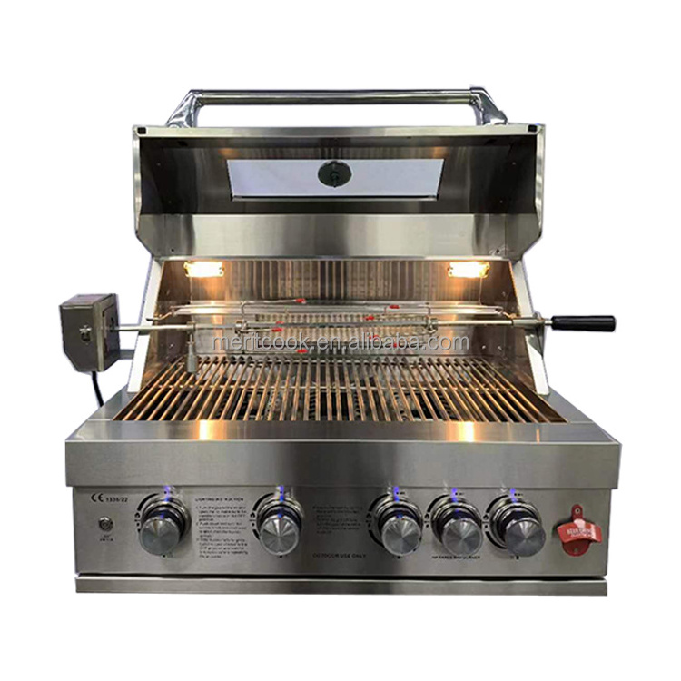 Outdoor Kitchen BBQ Grill Cabinets Islands Heavy Duty 304 Stainless Steel Visual Rotating Charcoal LPG NG Gas Barbecue Grills