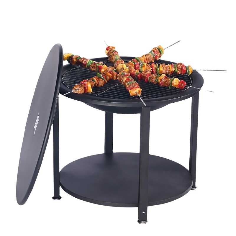 Portable Outdoor Table Fire Pit Bowl Basket BBQ Grill Round Stove Camping Brazier Patio Heater Foldable Smokeless Fire Pit