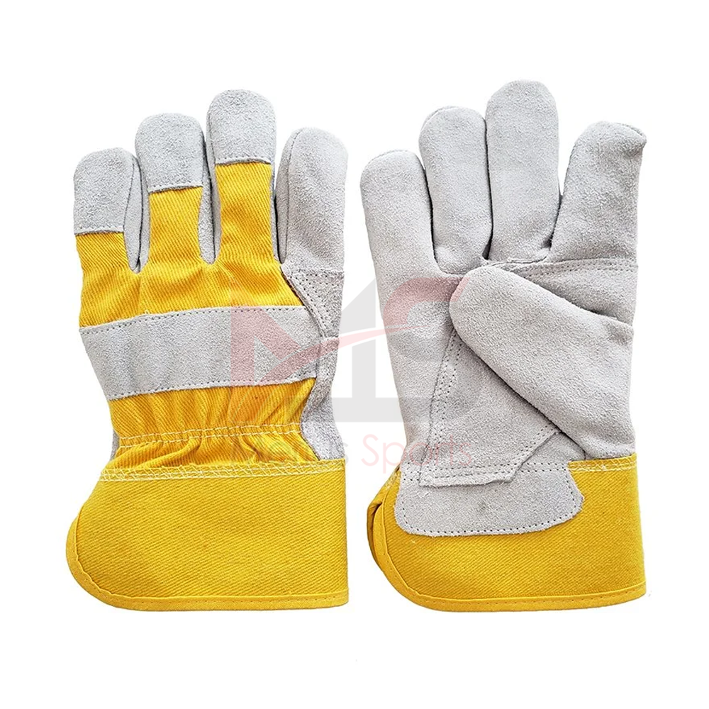 High quality wear resistant safety leather work gloves split leather palm welding gloves with safety cuff