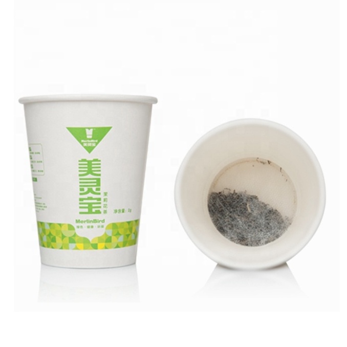 China Wholesale Merlinbird Paper Cup Instant Tea High Quality Natural Jasmine Green Tea Flowery Tea