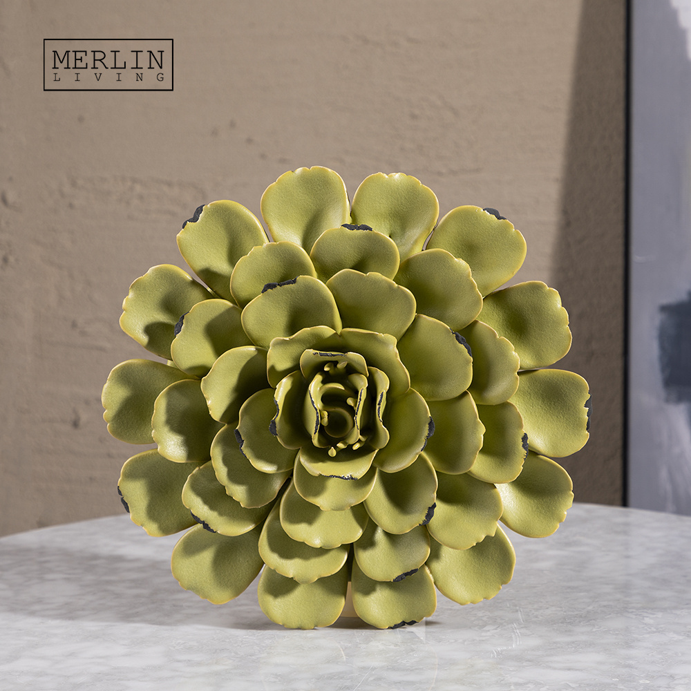 Merlin wall art set modern luxury artificial ceramic flower items chrysanthemum flower home decor with wall art 3d