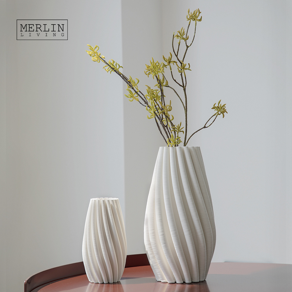 Merlin Living 3D Printing Vase Dining Table Marriage Vase Center Rustic Clay Vase For Home Decor Chaozhou Ceramic Factory