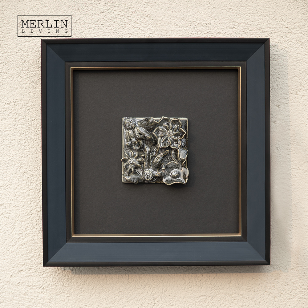 Merlin Living Handmade Ceramic Art Wall Decor Dark Floral Glazed Board Hotel Decor Other Home Decor Chaozhou Ceramic Factory OEM