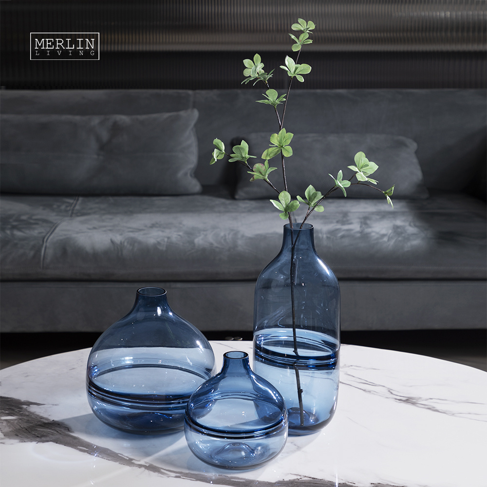 Merlin Living nordic blue sky glass vases terrarium luxury gadgets transparent plant desktop ornament home decor for glass vase