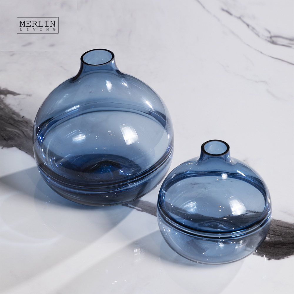 Merlin Living nordic blue sky glass vases terrarium luxury gadgets transparent plant desktop ornament home decor for glass vase