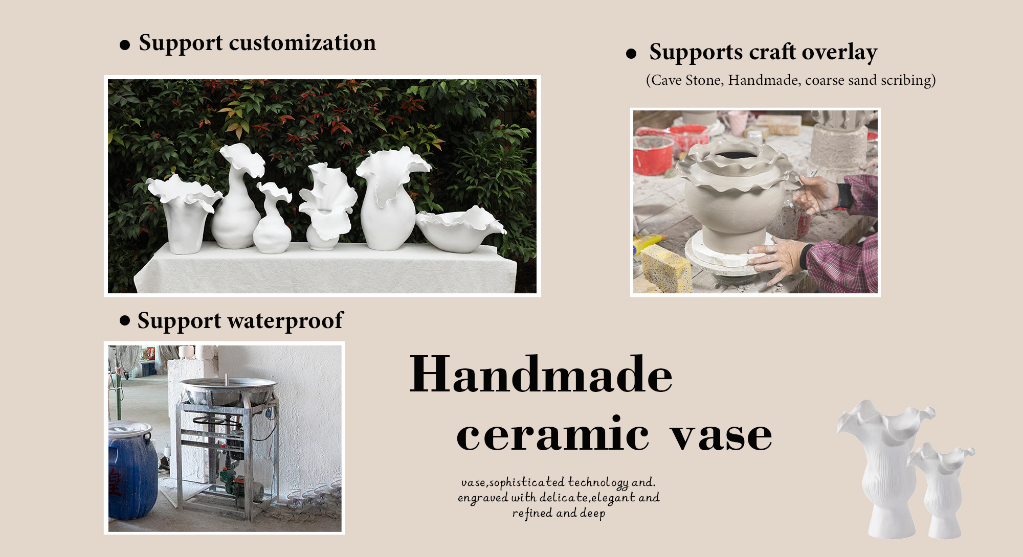 Merlin Living Handmade ceramic & porcelain vase for home decor wedding vase clay vase chaozhou ceramic factory wholesale