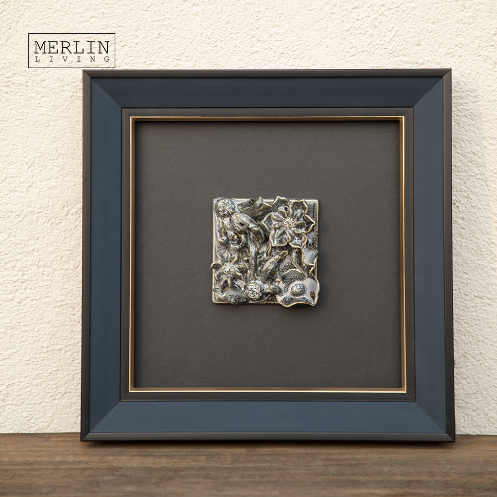 Merlin Living Handmade Ceramic Art Wall Decor Dark Floral Glazed Board Hotel Decor Other Home Decor Chaozhou Ceramic Factory OEM