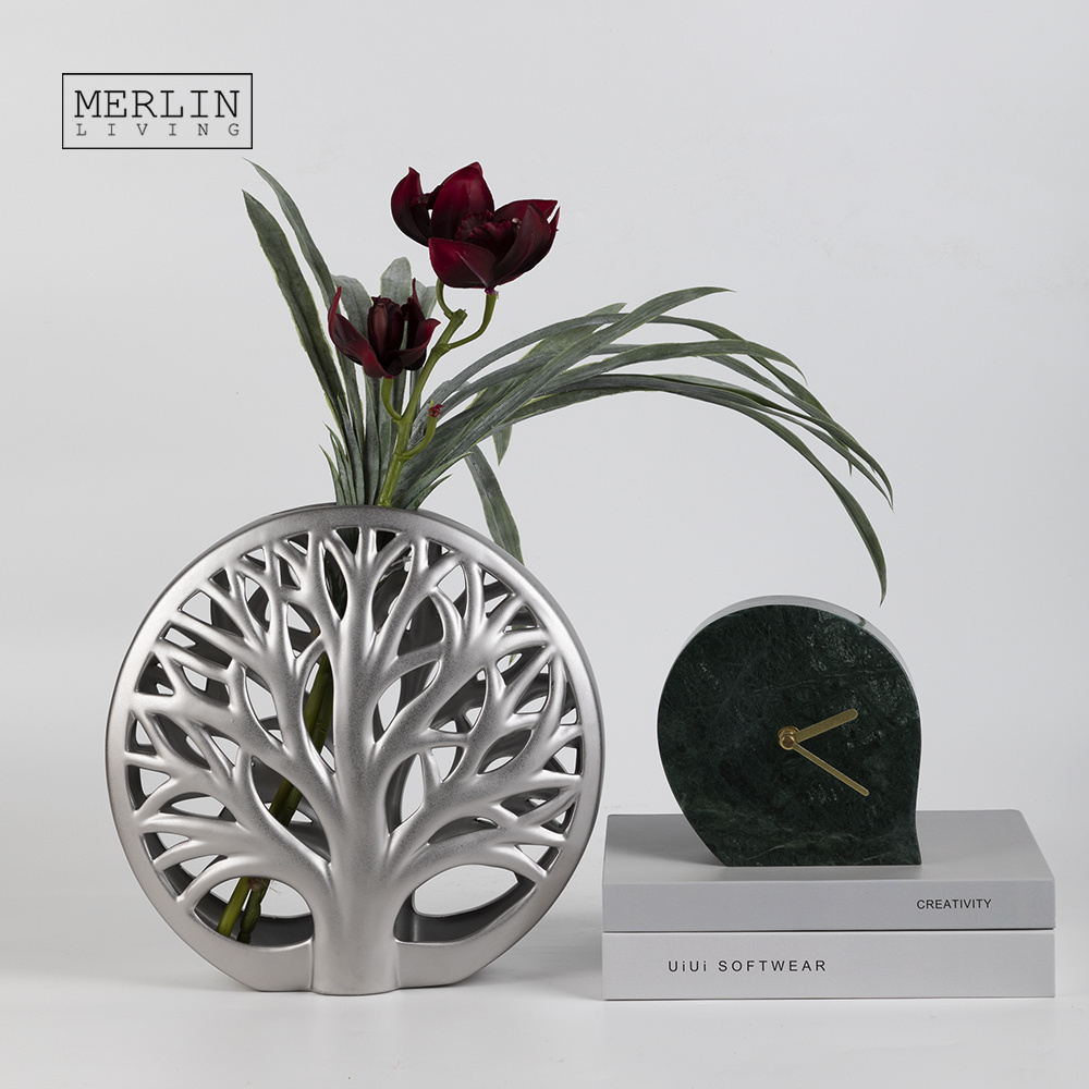 Merlin Living Home Decor Luxury Vase Gold Vase Plated Silver Plated Material Luxury Decoration for Ceramic Vase Decoration