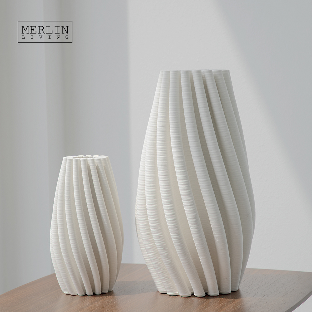 Merlin Living 3D Printing Vase Dining Table Marriage Vase Center Rustic Clay Vase For Home Decor Chaozhou Ceramic Factory