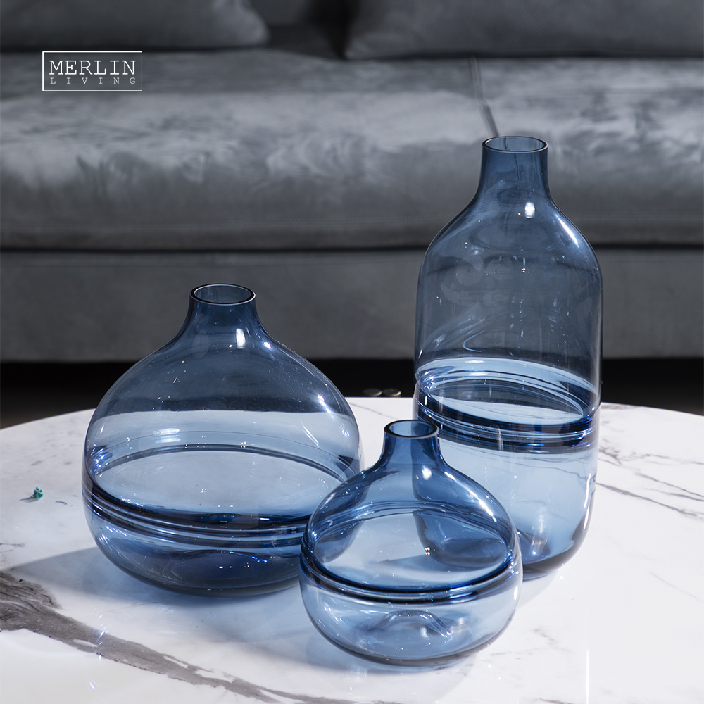 Merlin Living nordic blue sky glass vases terrarium luxury gadgets transparent plant desktop ornament home decor for glass vase