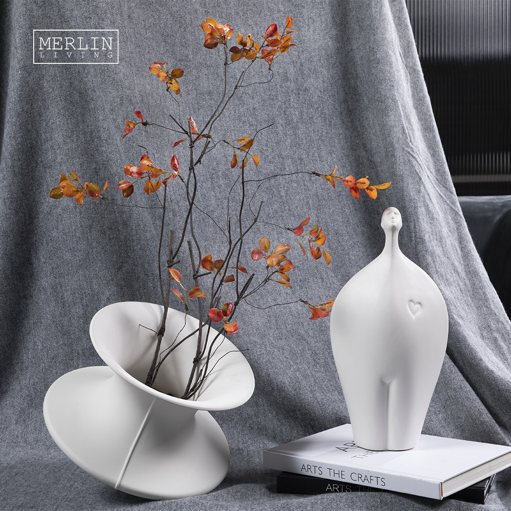 Merlin Living Minimalist white vase ceramic nordic modern Designer Living room hotel Decorative other home decor ceramic vase