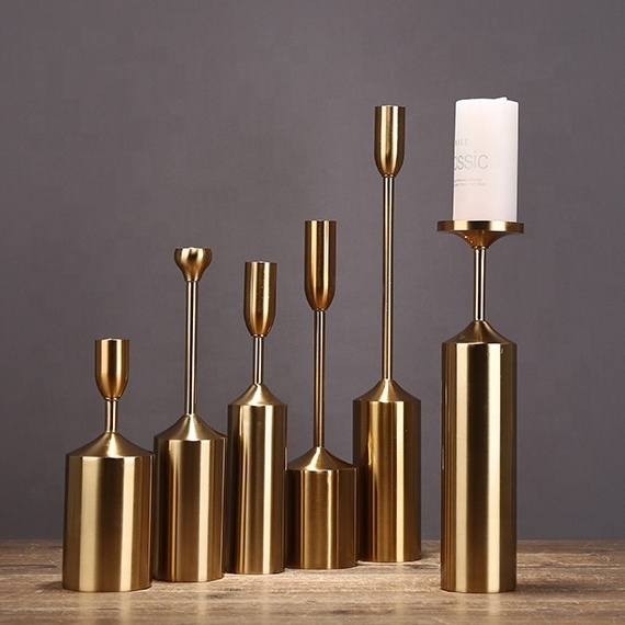 Merlin luxury candle holders sets plating copper art ornament stand candlelight dinner home decor with gold candle holders