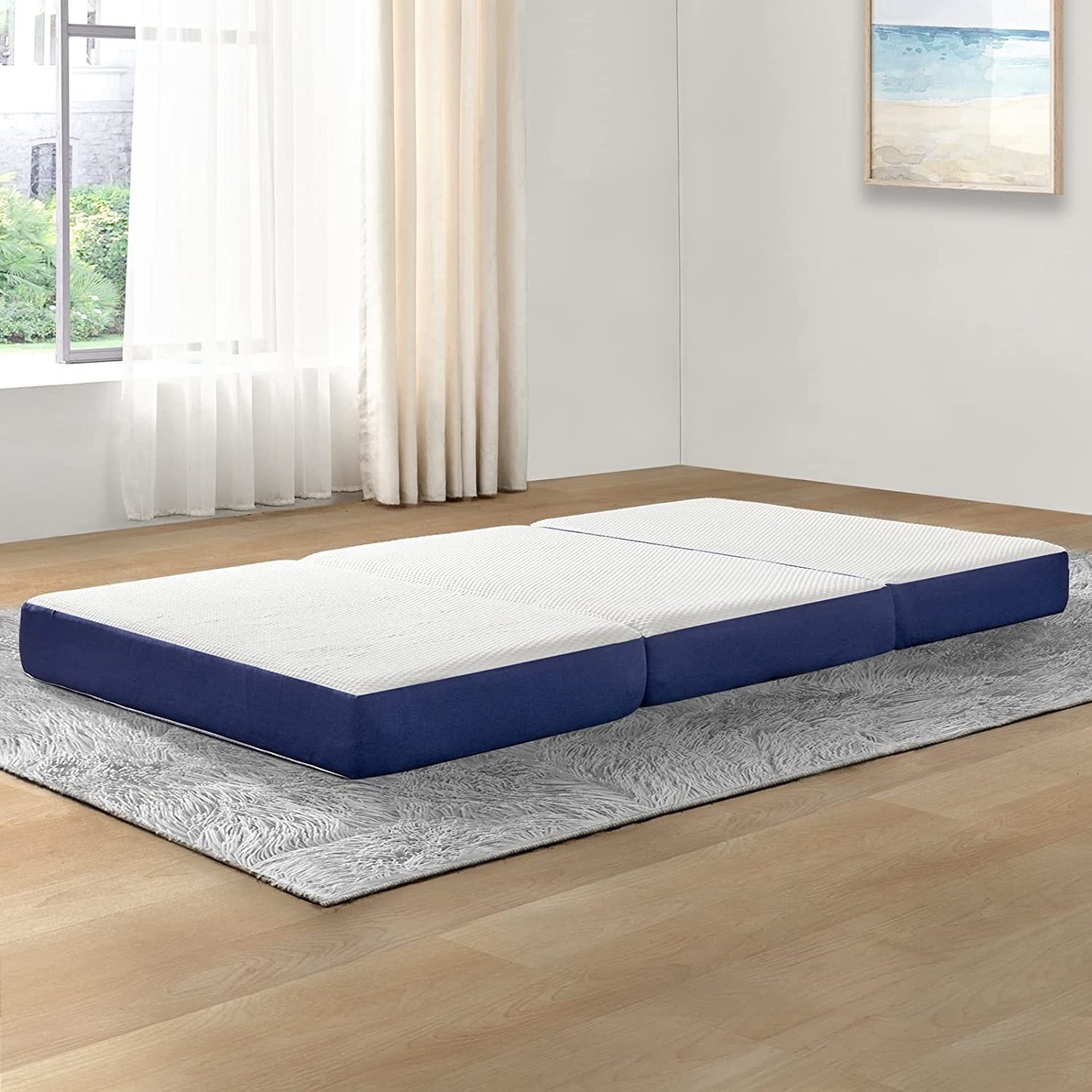 Customized King Queen Full Size Foldable Gel-Infused Convoluted Foam Latex Folding Floor Mattress Tri Fold Gel Memory Mattress