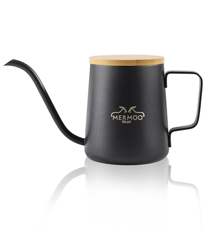 MERMOO YILAN Black Gooseneck Coffee Pot 350ml Mini Stainless Steel Coffee Maker Hand Drip Pot Pour Over Coffee Kettle