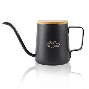 MERMOO YILAN Black Gooseneck Coffee Pot 350ml Mini Stainless Steel Coffee Maker Hand Drip Pot Pour Over Coffee Kettle