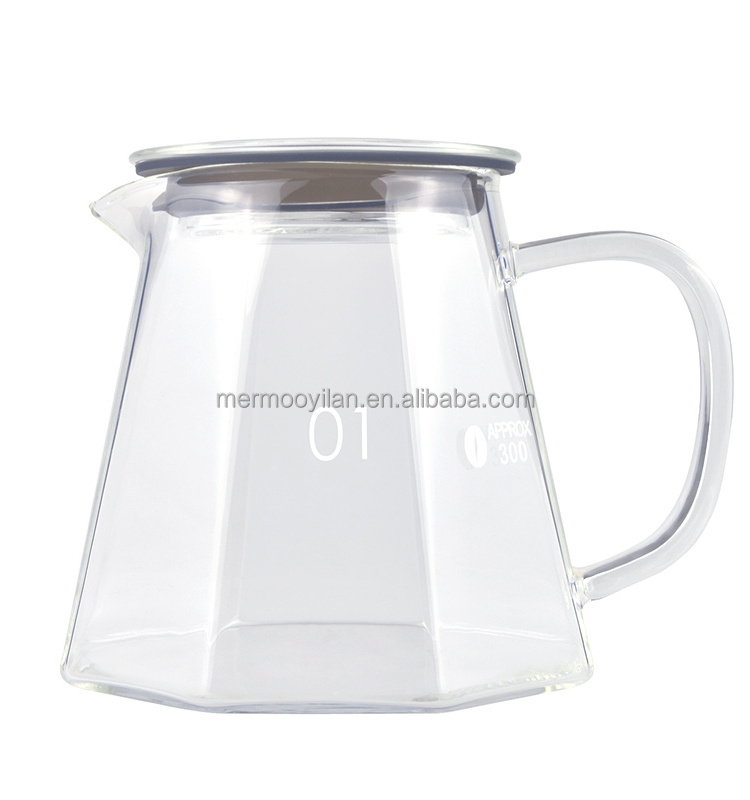 MERMOO YILAN Coffee Server Glass Pour Over Coffee Pot Coffee Pitcher 450ML Drip Pot