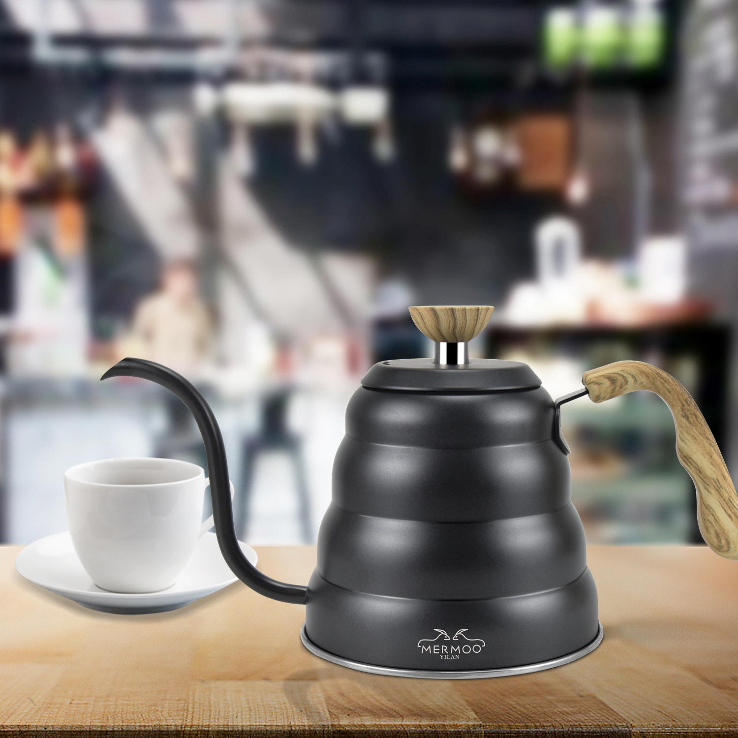 MERMOO YILAN Gooseneck Coffee Kettle Pot Stovetop 1.2L  Barista Kit Coffee Maker Pour Over Coffee Kettle