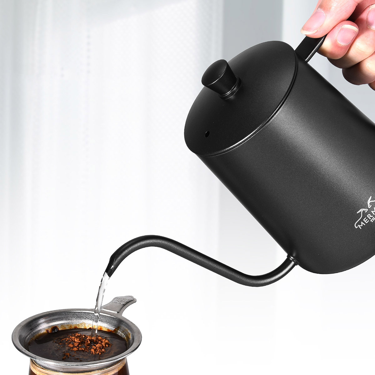 Custom Wholesale  Gooseneck Kettle Stovetop Pour Over Coffee Kettle 600ml Camping Coffee Maker Pot Long Narrow Coffee Drip Kettl