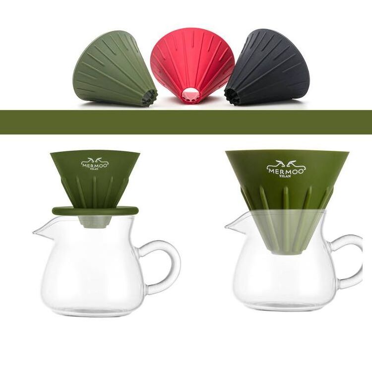 Custom Wholesale Silicone Coffee Dripper Reusable Collapsible Filter Cone Manual Coffee Brew Maker 3colors