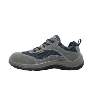 Grey Cow Suede High Stretch Comfortable Safety Shoes with Anti- Smash Steel Toe