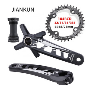 JIANKUN Mountain Bicycle Crankset 104BCD Single Chain ring 32T/34T/36T/38T Sprocket With Bottom Bracket Aluminum Alloy MTB Crank