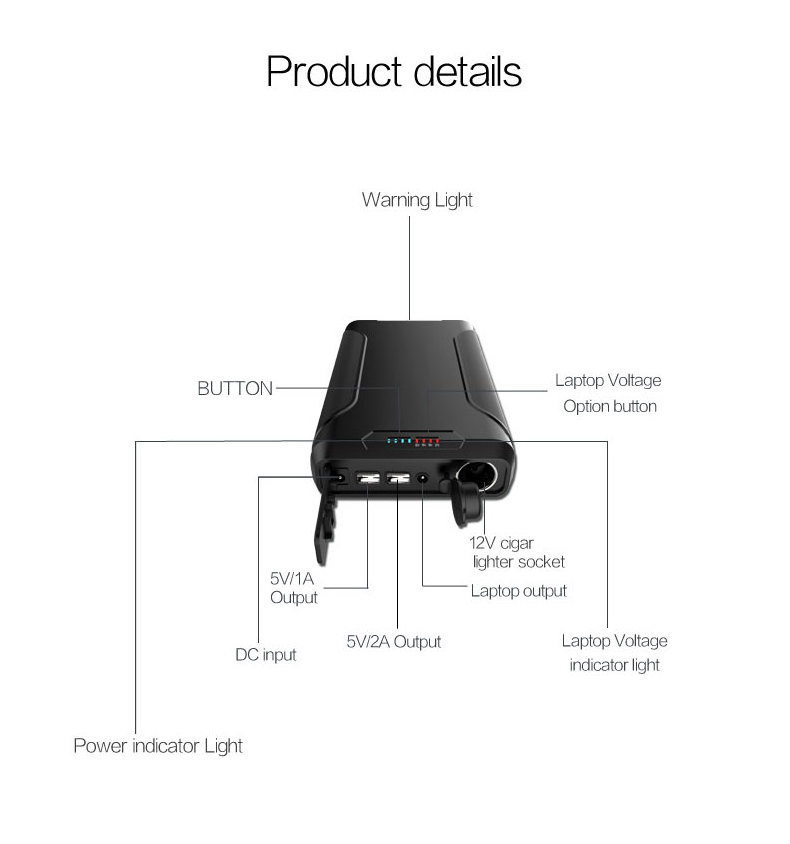 18650 battery 15v/12A cigar lighter output 60000mah 72000mah  power bank for hunting camping fishing outdoor