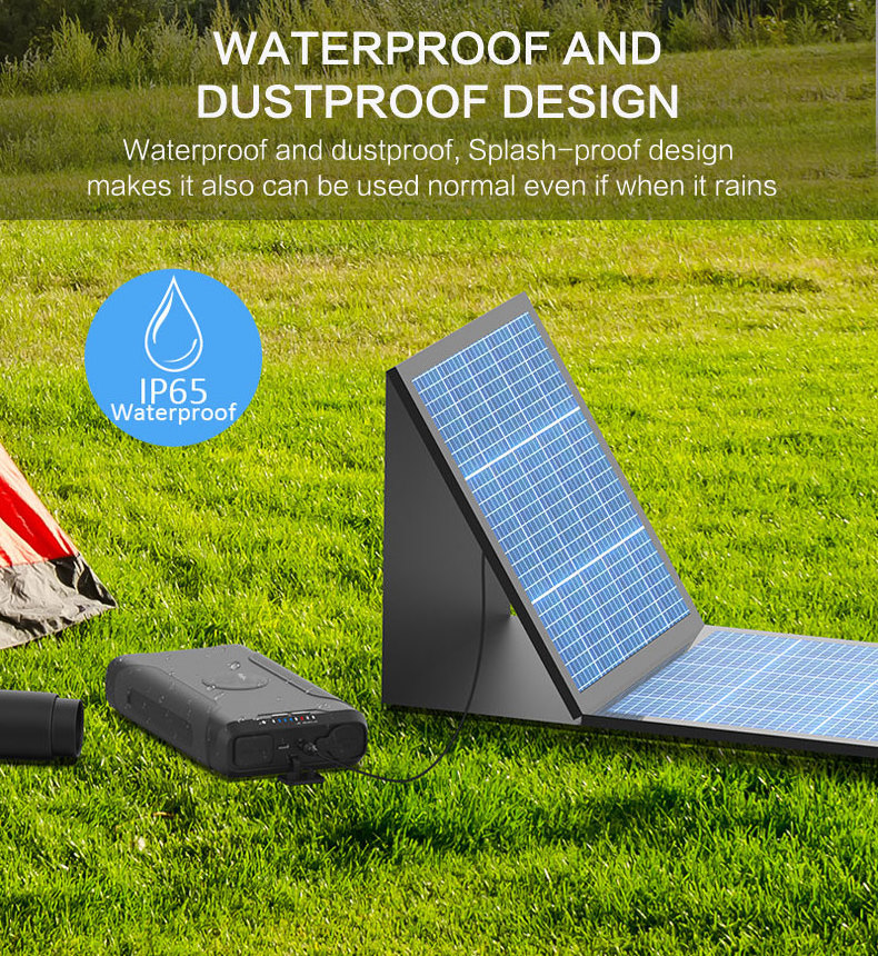 IP65 Waterproof Solar Power Bank 72000mAh Wireless Powerbank USB C 60W camping power station with torch For Phones laptops