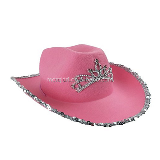 Fashion Novelty adult green Blinking Tiara Cowgirl Hat cowboy hat