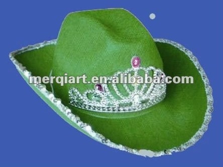 Fashion Novelty adult green Blinking Tiara Cowgirl Hat cowboy hat